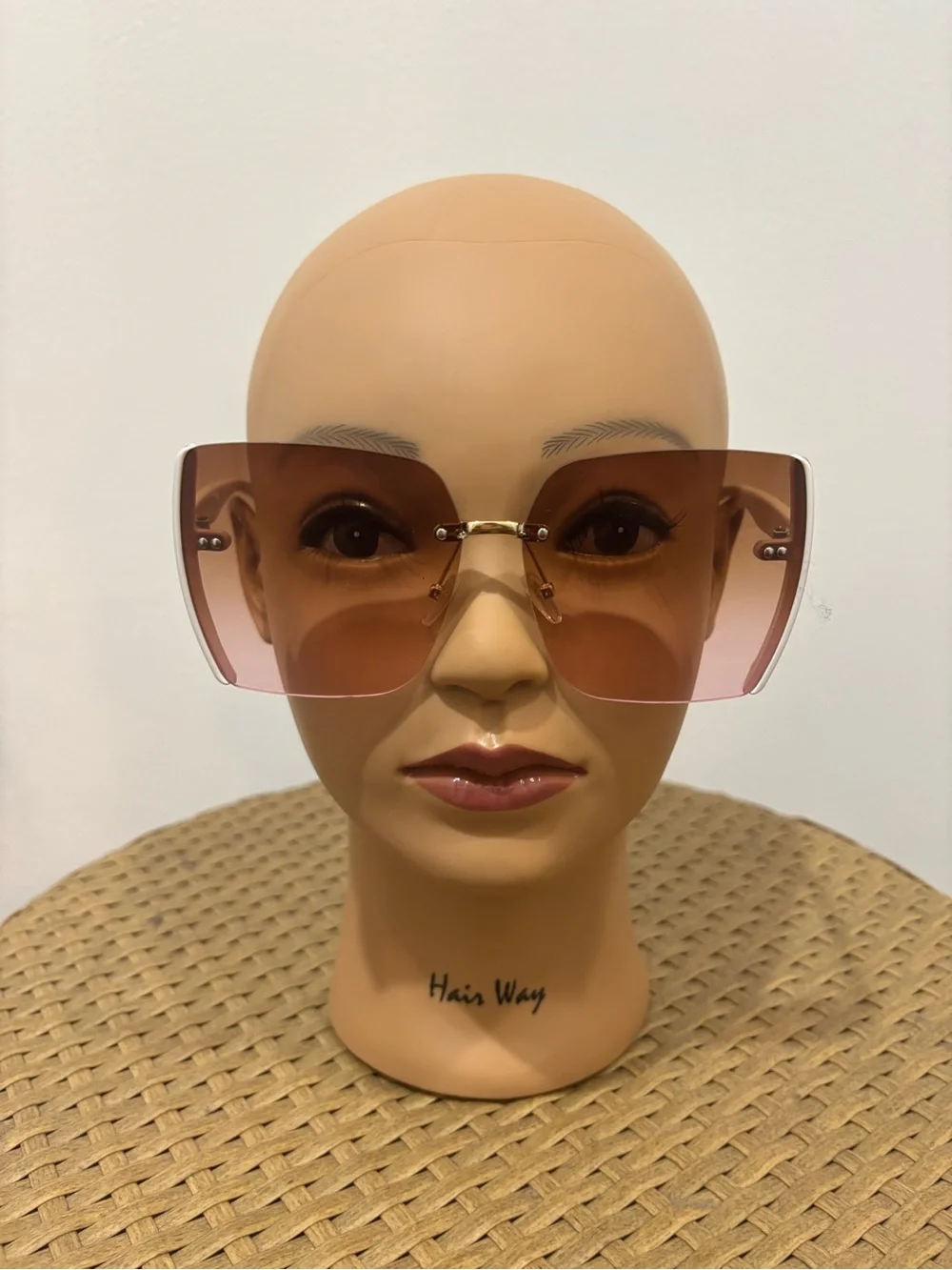 NY Sunglasses White Frame Pink Gradient Lens Women's Oversized